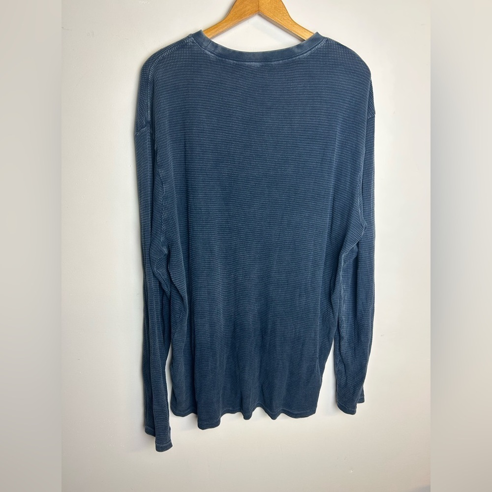 VTG Lucky Brand dungarees waffle knit shirt Mens Size L Navy Blue Cozy Comfortab - Picture 2 of 11